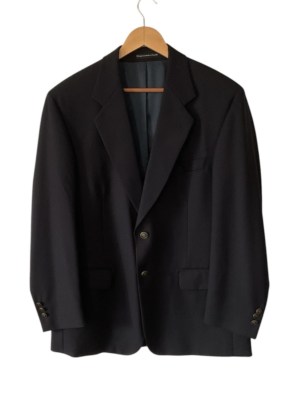 Oscar de la Renta Men Navy Blue Two-Button Wool Sport Jacket, size 40 S